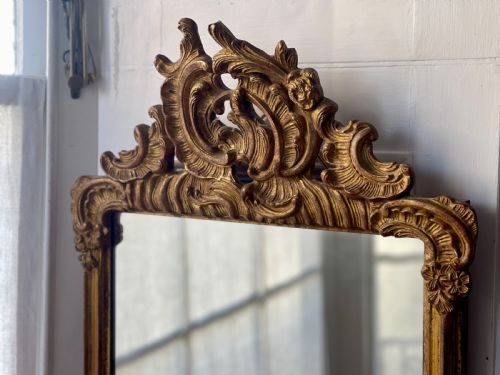 ANTIQUE FRENCH GILT WOOD MIRROR - ADDITIONAL PHOTO 1