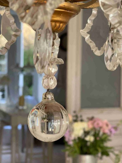 ANTIQUE FRENCH CRYSTAL CAGE CHANDELIER - ADDITIONAL PHOTO 5