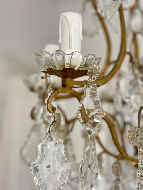 ANTIQUE FRENCH CRYSTAL CAGE CHANDELIER - ADDITIONAL PHOTO 2