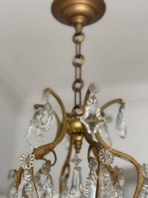 ANTIQUE FRENCH CRYSTAL CAGE CHANDELIER - ADDITIONAL PHOTO 3