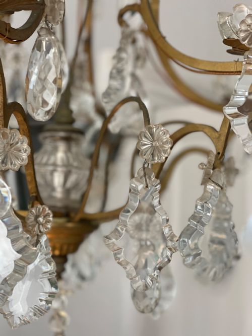 ANTIQUE FRENCH CRYSTAL CAGE CHANDELIER - ADDITIONAL PHOTO 5