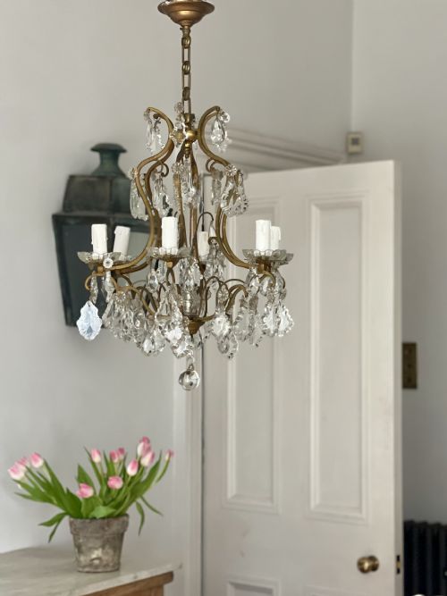 ANTIQUE FRENCH CRYSTAL CAGE CHANDELIER - ADDITIONAL PHOTO 8