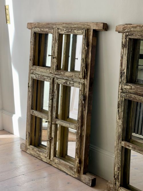 PAIR OF ANTIQUE FRENCH WINDOW MIRRORS - ADDITIONAL PHOTO 4