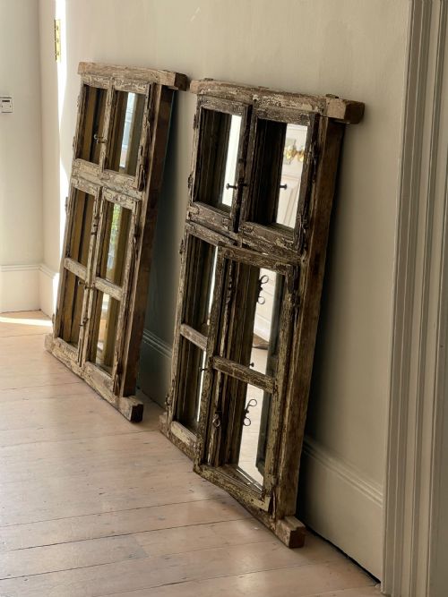 pair of antique french window mirrors - CATEGORY: ANTIQUE MIRRORS - DATED 19TH CENTURY