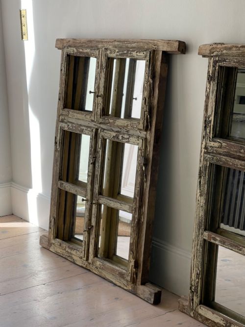 PAIR OF ANTIQUE FRENCH WINDOW MIRRORS - ADDITIONAL PHOTO 5