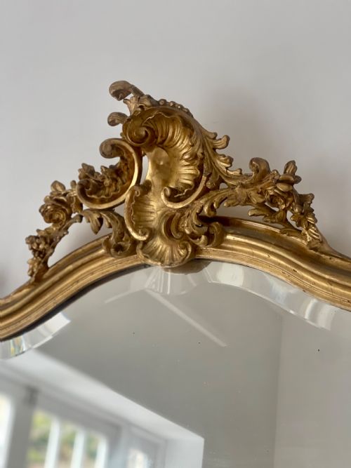 LARGE ANTIQUE FRENCH GILT MIRROR - ADDITIONAL PHOTO 3