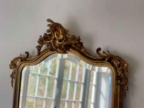 LARGE ANTIQUE FRENCH GILT MIRROR - ADDITIONAL PHOTO 4