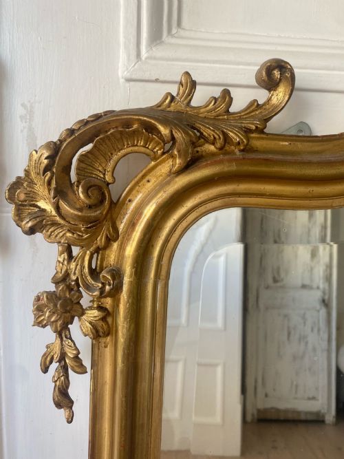 LARGE ANTIQUE FRENCH GILT MIRROR - ADDITIONAL PHOTO 1