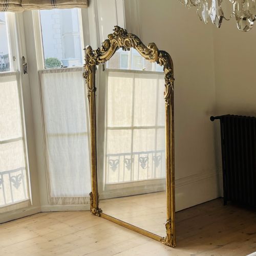 LARGE ANTIQUE FRENCH GILT LOUIS XV MIRROR BEVELLED GLASS - ADDITIONAL PHOTO 2