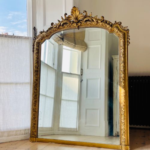 LARGE ANTIQUE FRENCH GILT LOUIS XV MIRROR - ADDITIONAL PHOTO 2