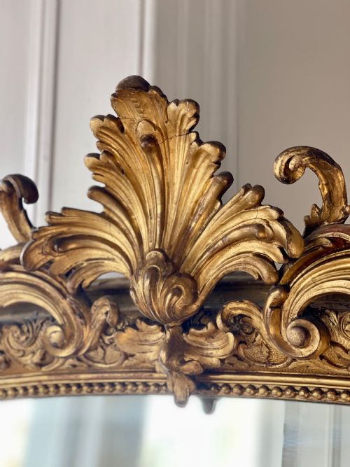 LARGE ANTIQUE FRENCH GILT LOUIS XV MIRROR - ADDITIONAL PHOTO 3