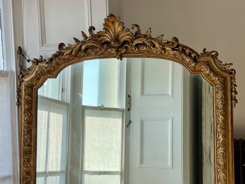 LARGE ANTIQUE FRENCH GILT LOUIS XV MIRROR - ADDITIONAL PHOTO 7