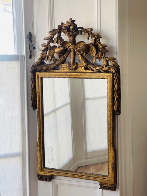 ANTIQUE FRENCH 18TH CENTURY GILT WOOD MARRIAGE MIRROR - ADDITIONAL PHOTO 10