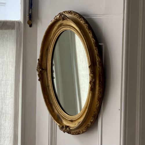 ANTIQUE FRENCH GILT OVAL MIRROR - ADDITIONAL PHOTO 1