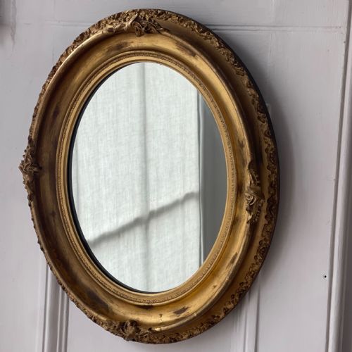 ANTIQUE FRENCH GILT OVAL MIRROR - ADDITIONAL PHOTO 2
