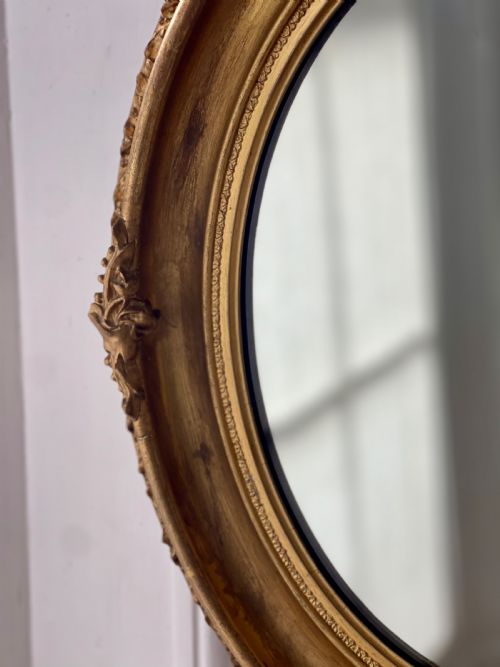 ANTIQUE FRENCH GILT OVAL MIRROR - ADDITIONAL PHOTO 3