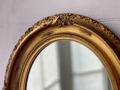 ANTIQUE FRENCH GILT OVAL MIRROR - ADDITIONAL PHOTO 4