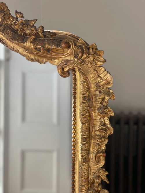 LARGE ANTIQUE FRENCH GILT LOUIS XV MIRROR - ADDITIONAL PHOTO 7
