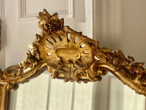 LARGE ANTIQUE FRENCH GILT LOUIS XV MIRROR - ADDITIONAL PHOTO 8