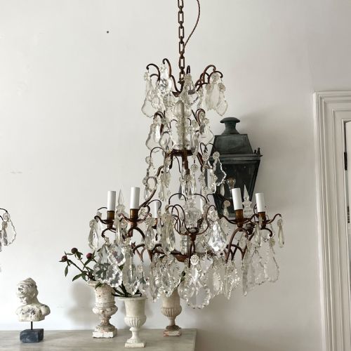 PAIR OF LARGE ANTIQUE FRENCH CAGE CHANDELIERS - ADDITIONAL PHOTO 3
