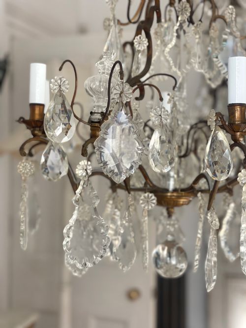 PAIR OF LARGE ANTIQUE FRENCH CAGE CHANDELIERS - ADDITIONAL PHOTO 4