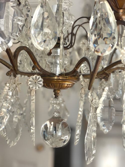PAIR OF LARGE ANTIQUE FRENCH CAGE CHANDELIERS - ADDITIONAL PHOTO 5
