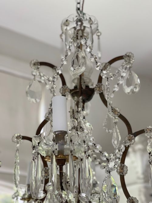 LARGE ANTIQUE FRENCH CRYSTAL CHANDELIER - ADDITIONAL PHOTO 3
