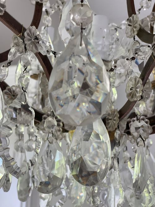LARGE ANTIQUE FRENCH CRYSTAL CHANDELIER - ADDITIONAL PHOTO 9