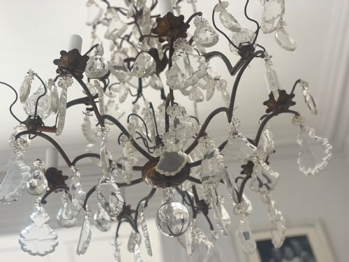 PAIR OF LARGE ANTIQUE FRENCH CAGE CHANDELIERS - ADDITIONAL PHOTO 6