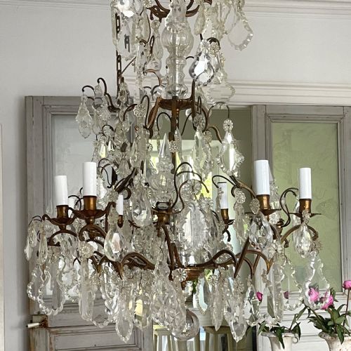 PAIR OF LARGE ANTIQUE FRENCH CAGE CHANDELIERS - ADDITIONAL PHOTO 7