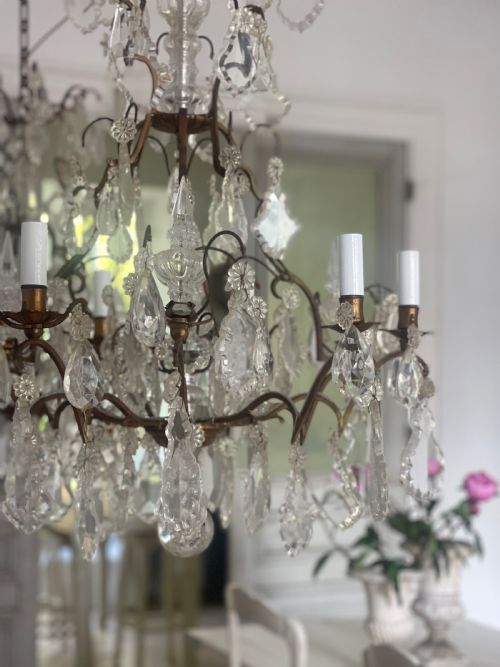 PAIR OF LARGE ANTIQUE FRENCH CAGE CHANDELIERS - ADDITIONAL PHOTO 1
