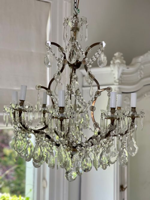 LARGE ANTIQUE FRENCH CRYSTAL CHANDELIER - ADDITIONAL PHOTO 2