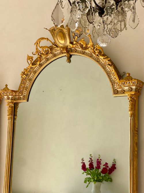 PAIR OF LARGE ANTIQUE FRENCH GILT MIRRORS MERCURY GLASS - ADDITIONAL PHOTO 2