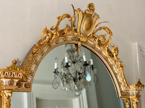 PAIR OF LARGE ANTIQUE FRENCH GILT MIRRORS MERCURY GLASS - ADDITIONAL PHOTO 3