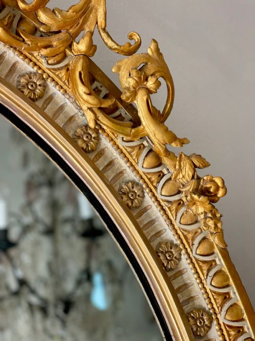 PAIR OF LARGE ANTIQUE FRENCH GILT MIRRORS MERCURY GLASS - ADDITIONAL PHOTO 5