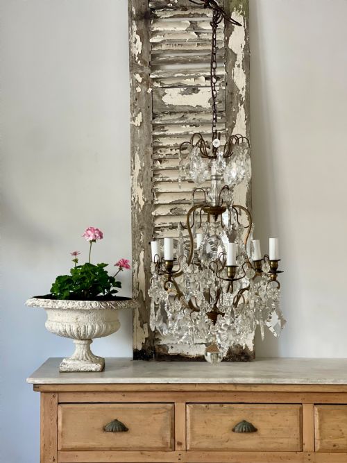 ANTIQUE FRENCH CRYSTAL CAGE CHANDELIER - ADDITIONAL PHOTO 1