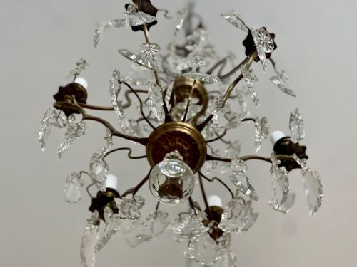 ANTIQUE FRENCH CRYSTAL CAGE CHANDELIER - ADDITIONAL PHOTO 4