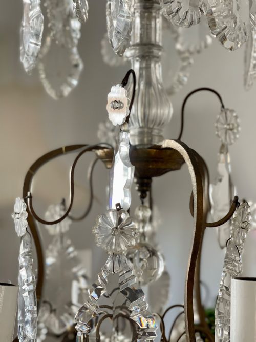 ANTIQUE FRENCH CRYSTAL CAGE CHANDELIER - ADDITIONAL PHOTO 6