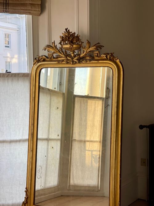 fig 1. Large antique French gilt mirror - mercury glass