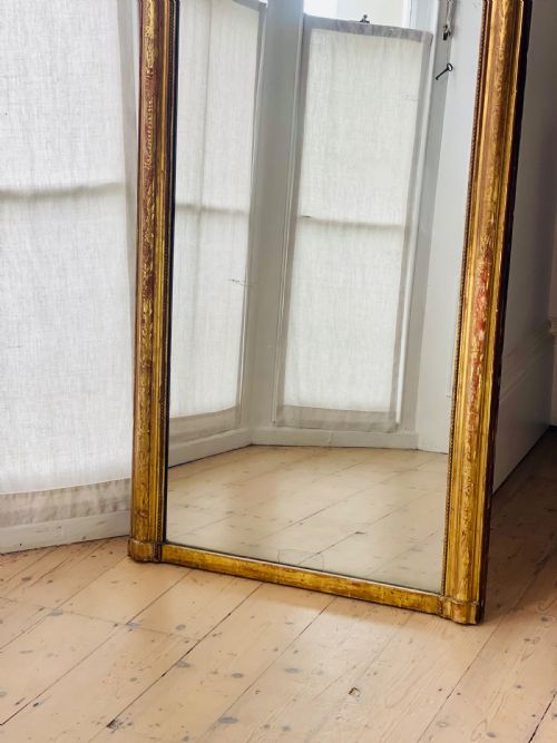ANTIQUE FRENCH GILT LOUIS PHILIPPE OVERMANTEL MIRROR C1800 MERCURY GLASS - ADDITIONAL PHOTO 9