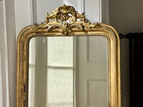 ANTIQUE FRENCH GILT LOUIS PHILIPPE MIRROR - ADDITIONAL PHOTO 4