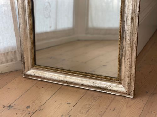 ANTIQUE FRENCH SILVER GILT MIRROR C1800 MERCURY GLASS - ADDITIONAL PHOTO 4