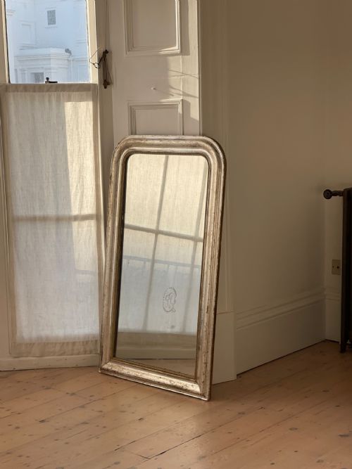 ANTIQUE FRENCH SILVER GILT MIRROR C1800 MERCURY GLASS - ADDITIONAL PHOTO 3
