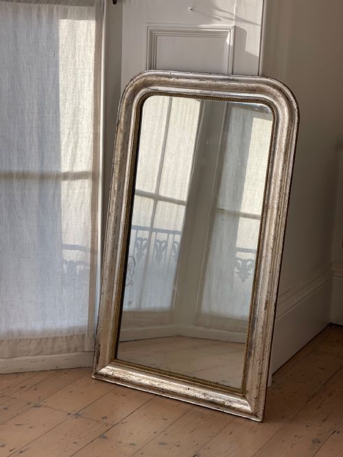 ANTIQUE FRENCH SILVER GILT MIRROR C1800 MERCURY GLASS - ADDITIONAL PHOTO 7