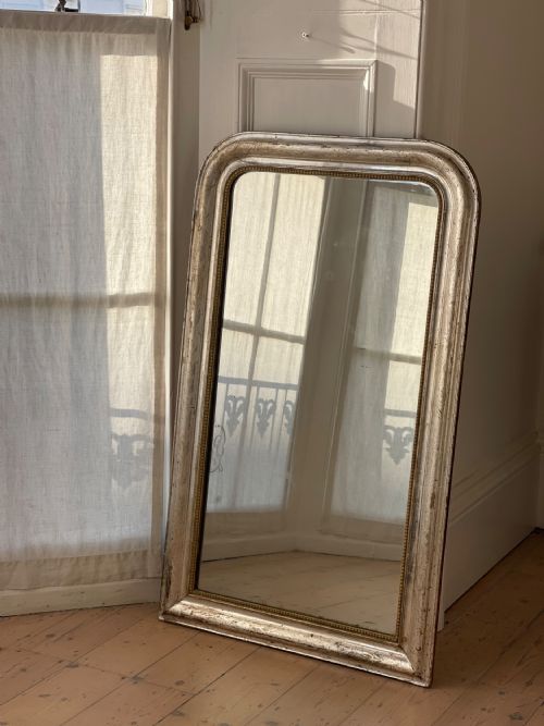 ANTIQUE FRENCH SILVER GILT MIRROR C1800 MERCURY GLASS - ADDITIONAL PHOTO 8