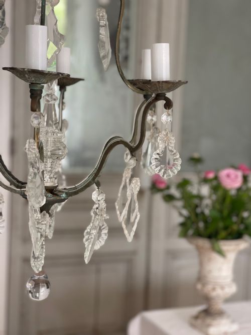 ANTIQUE FRENCH CRYSTAL CAGE CHANDELIER - ADDITIONAL PHOTO 6
