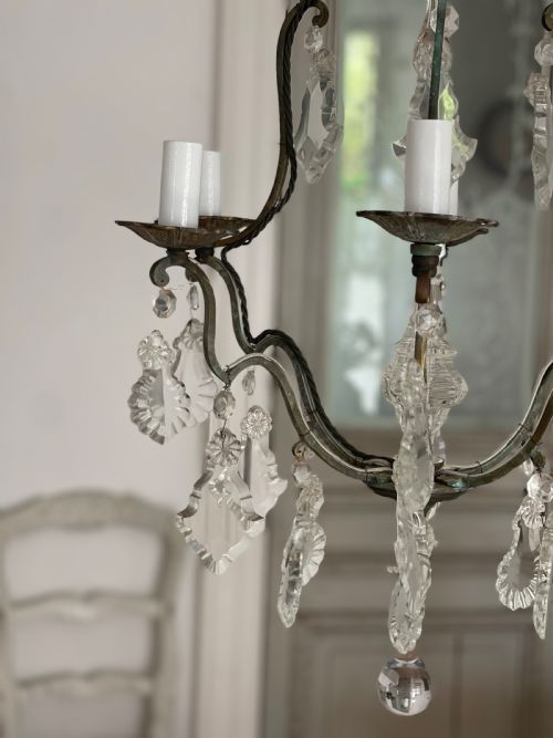 ANTIQUE FRENCH CRYSTAL CAGE CHANDELIER - ADDITIONAL PHOTO 7