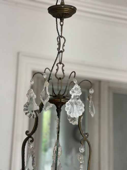 ANTIQUE FRENCH CRYSTAL CAGE CHANDELIER - ADDITIONAL PHOTO 9