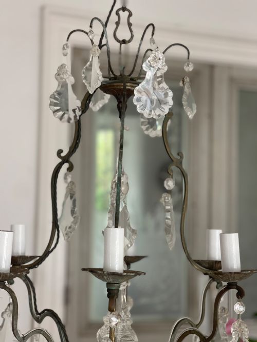 ANTIQUE FRENCH CRYSTAL CAGE CHANDELIER - ADDITIONAL PHOTO 10