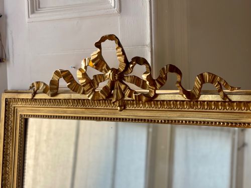 ANTIQUE FRENCH GILT LOUIS XVI RIBBON MIRROR - ADDITIONAL PHOTO 1